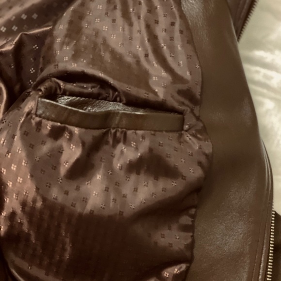 Dark brown zip leather jacket size sm - Picture 4 of 8